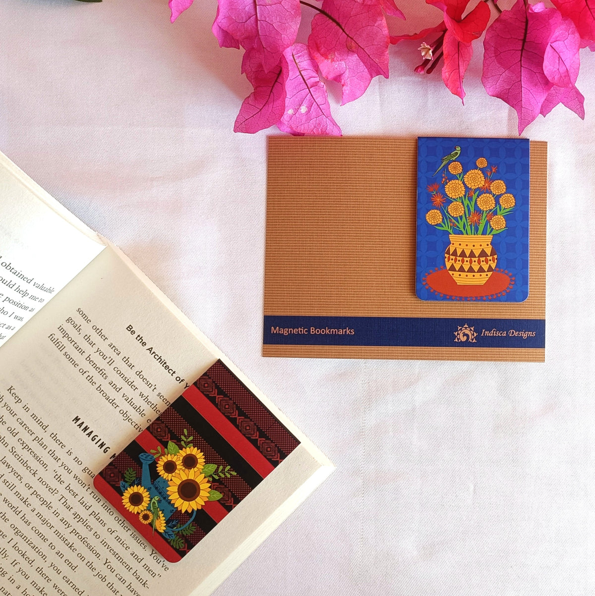 Brighten up your day themed magnetic bookmarks (Set of 2)