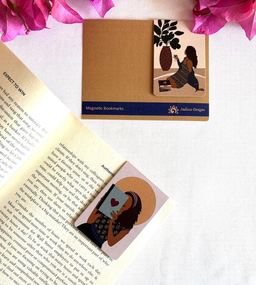 Ajrakh Contemporary Elegance Themed Magnetic Bookmarks | Set Of 2
