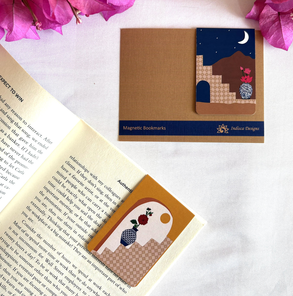 Printed Desert Oasis Themed Magnetic Bookmarks | Set Of 2
