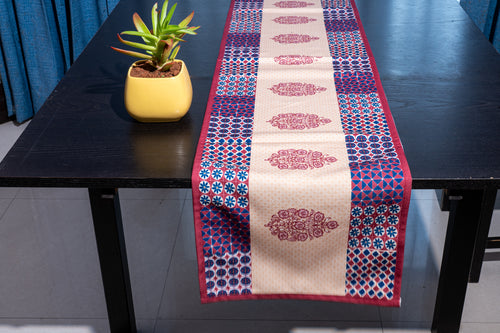 Ajrakh Florals Table Runner & Six Mats Set