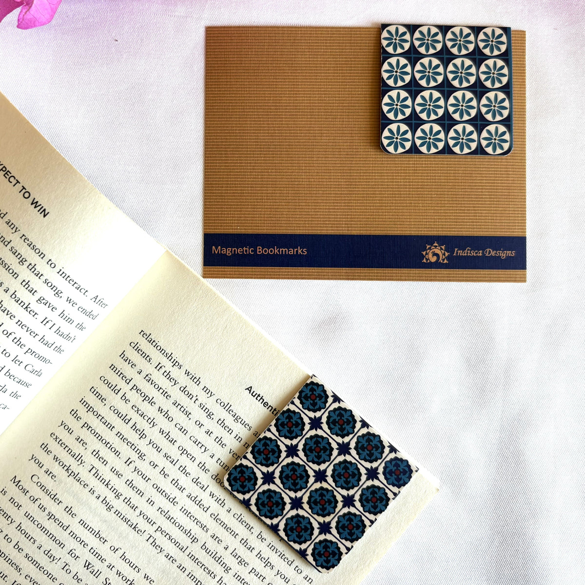 Indigo Bloom Magnetic Bookmarks ( Set of 2 )