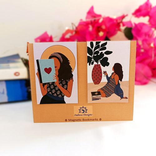 Ajrakh Contemporary Elegance Themed Magnetic Bookmarks | Set Of 2