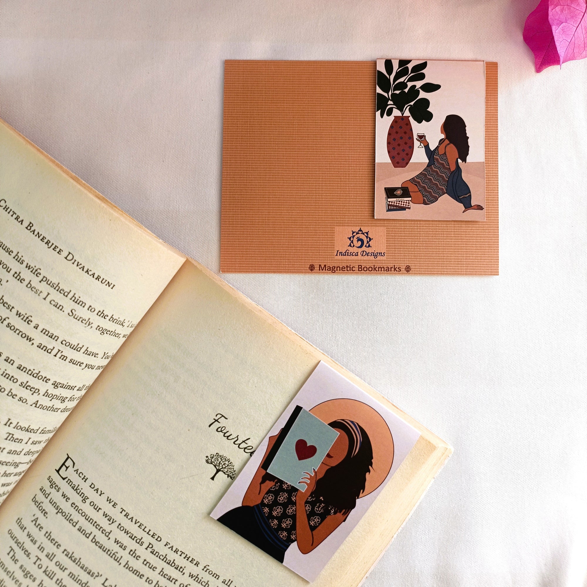 Ajrakh Contemporary Elegance Themed Magnetic Bookmarks | Set Of 2