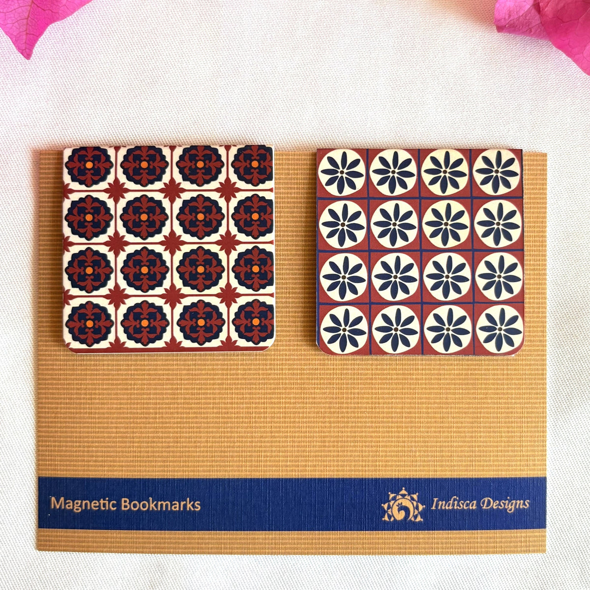 Ajrakh florals magnetic bookmarks | Set of 2