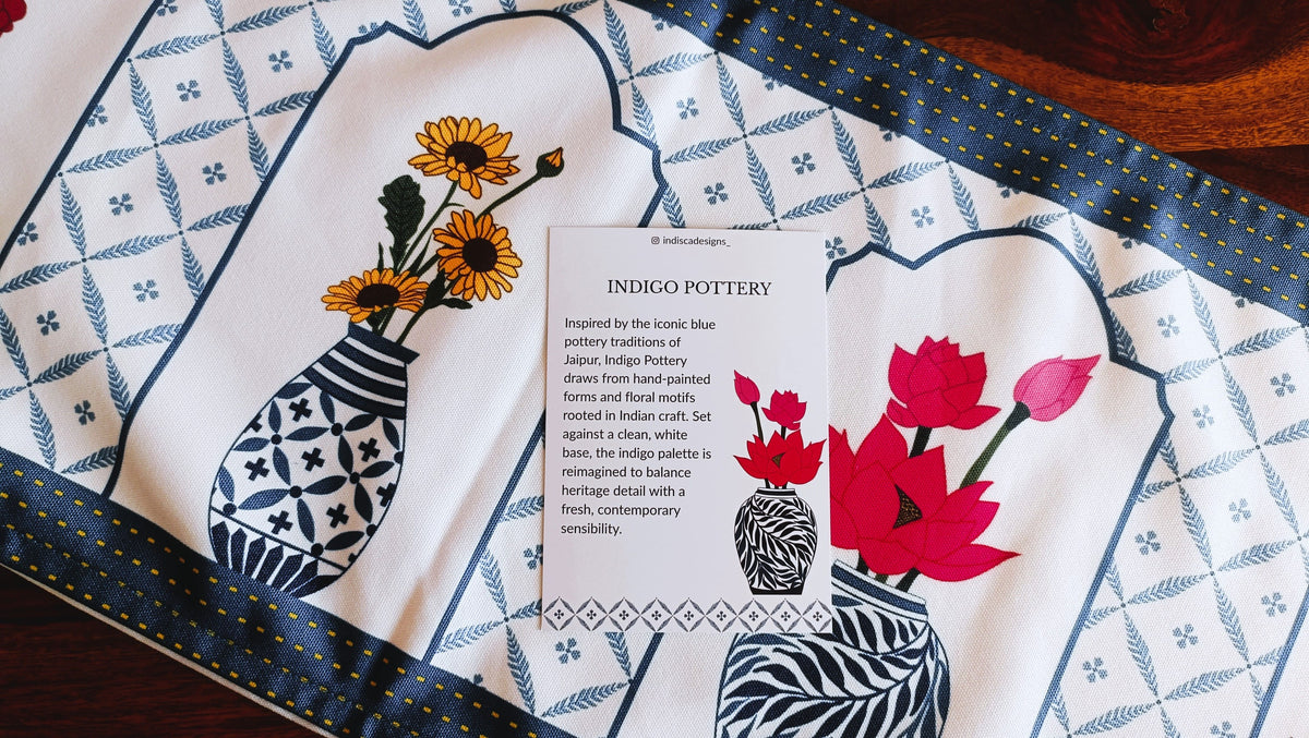 Jaipur's Indigo Pottery Table Runner