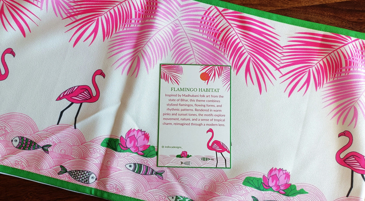 Printed Fabric Flamingo Habitat Table Linen Set