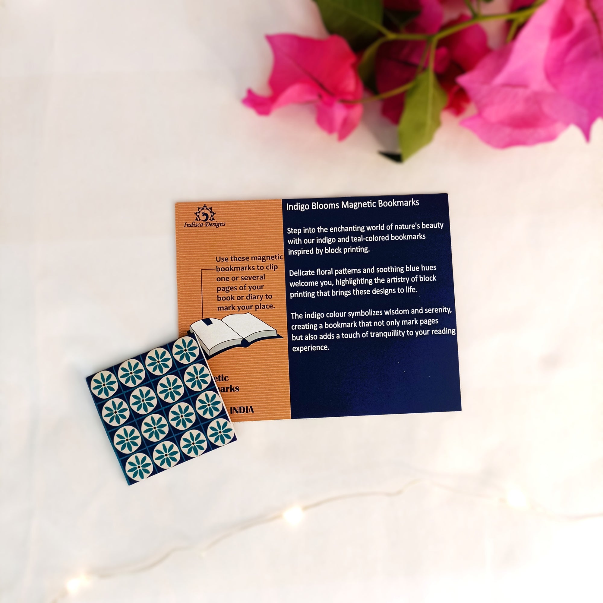 Indigo Bloom Magnetic Bookmarks ( Set of 2 )