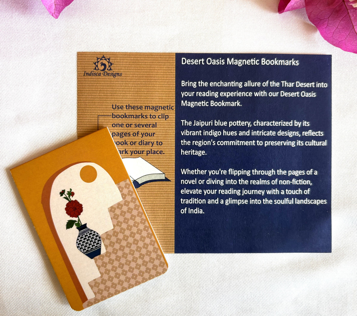 Printed Desert Oasis Themed Magnetic Bookmarks | Set Of 2