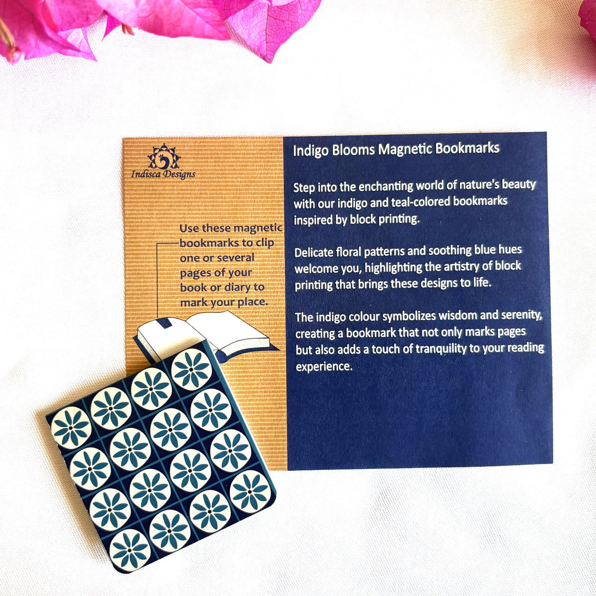 Indigo Bloom Magnetic Bookmarks ( Set of 2 )