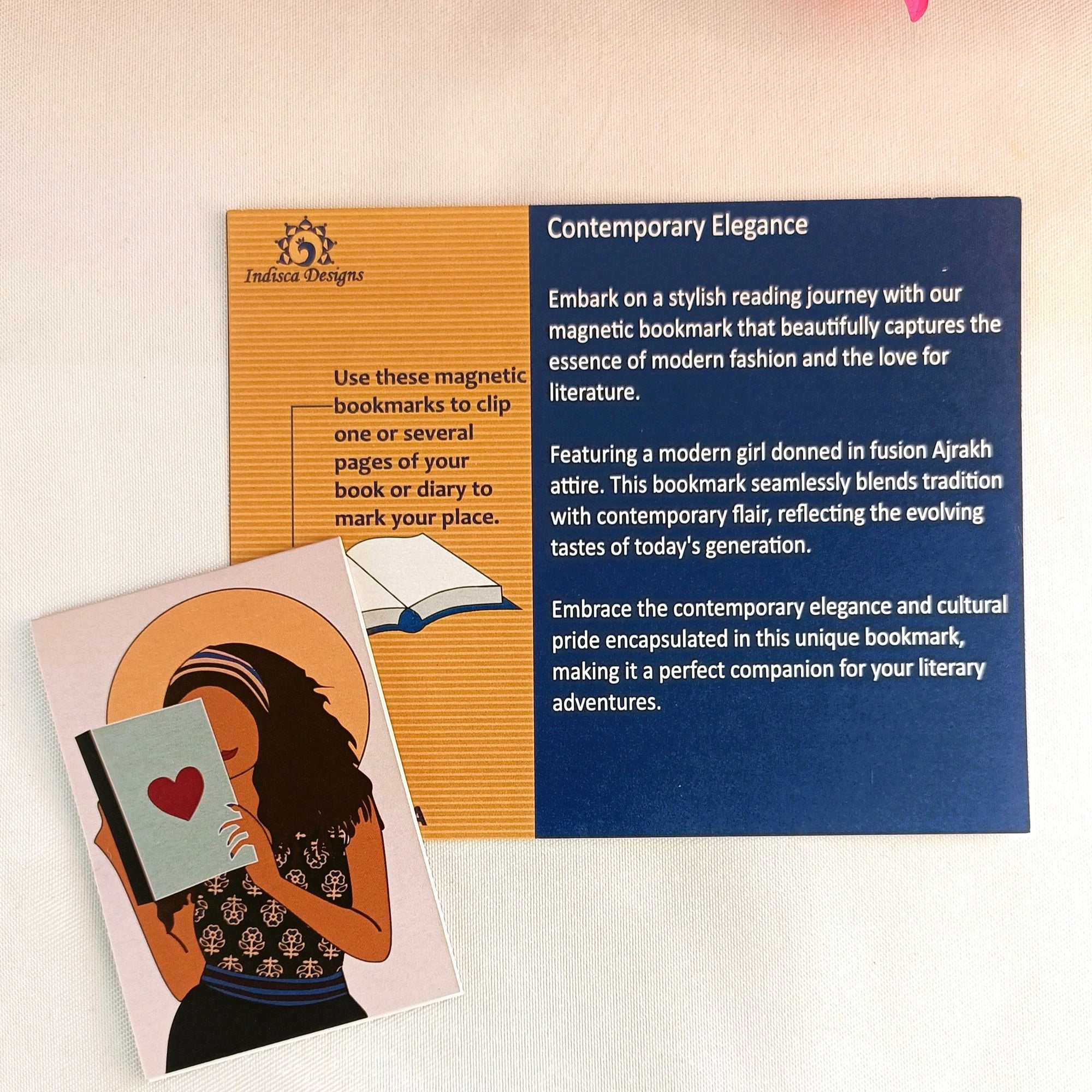 Ajrakh Contemporary Elegance Themed Magnetic Bookmarks | Set Of 2