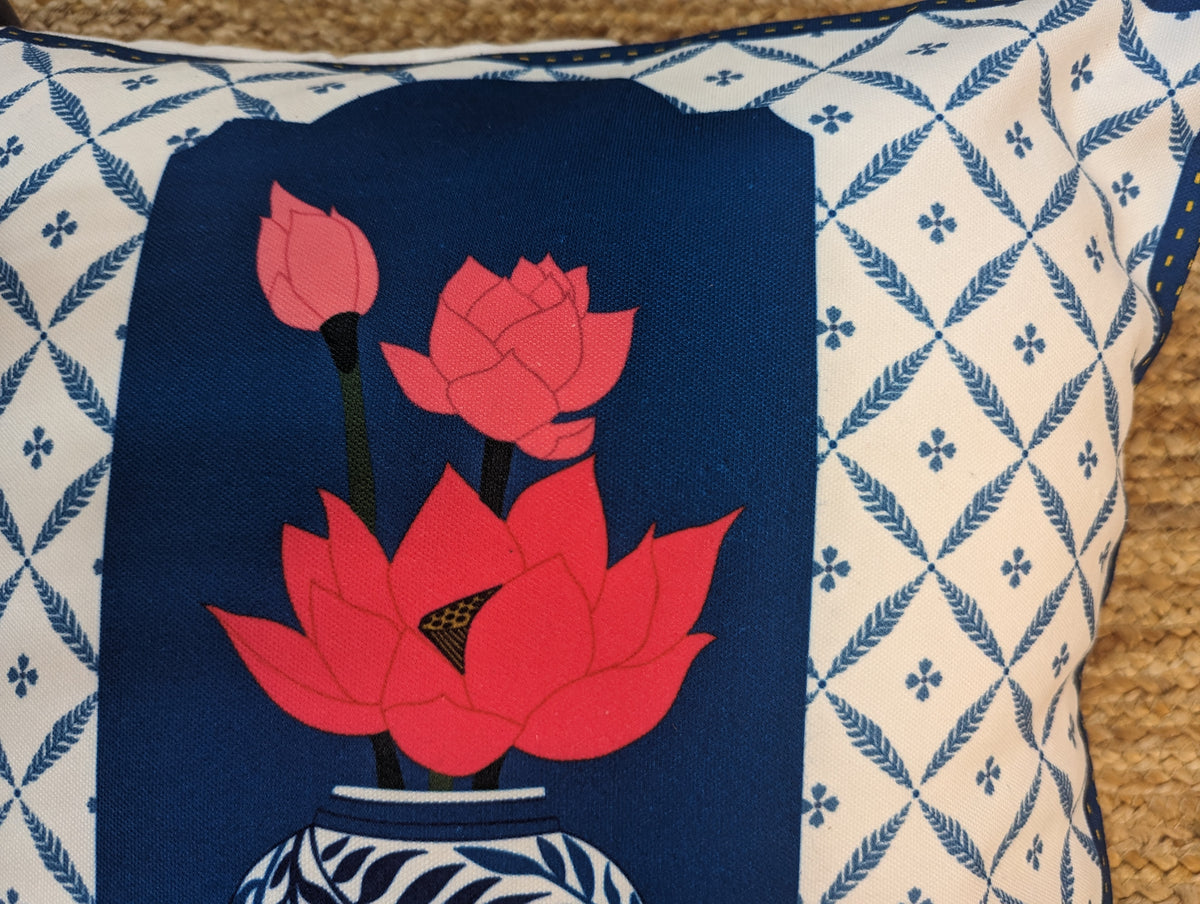 Blue Pottery Cushion Covers - Set of 2