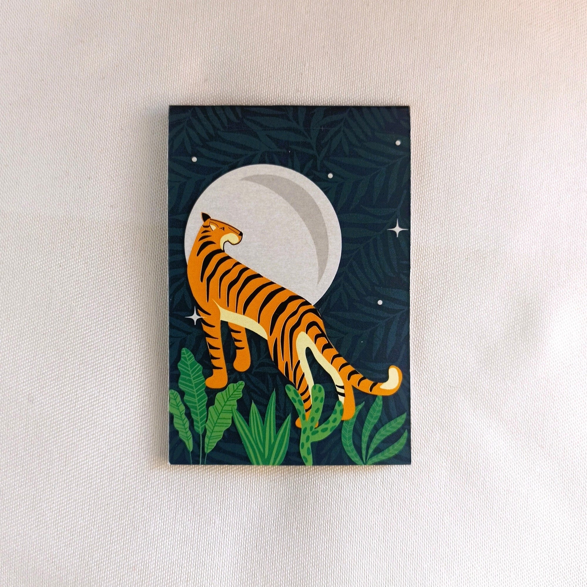 Madhubani tigers under starry night sky( Set of 2 )