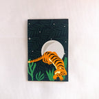 Madhubani tigers under starry night sky( Set of 2 )