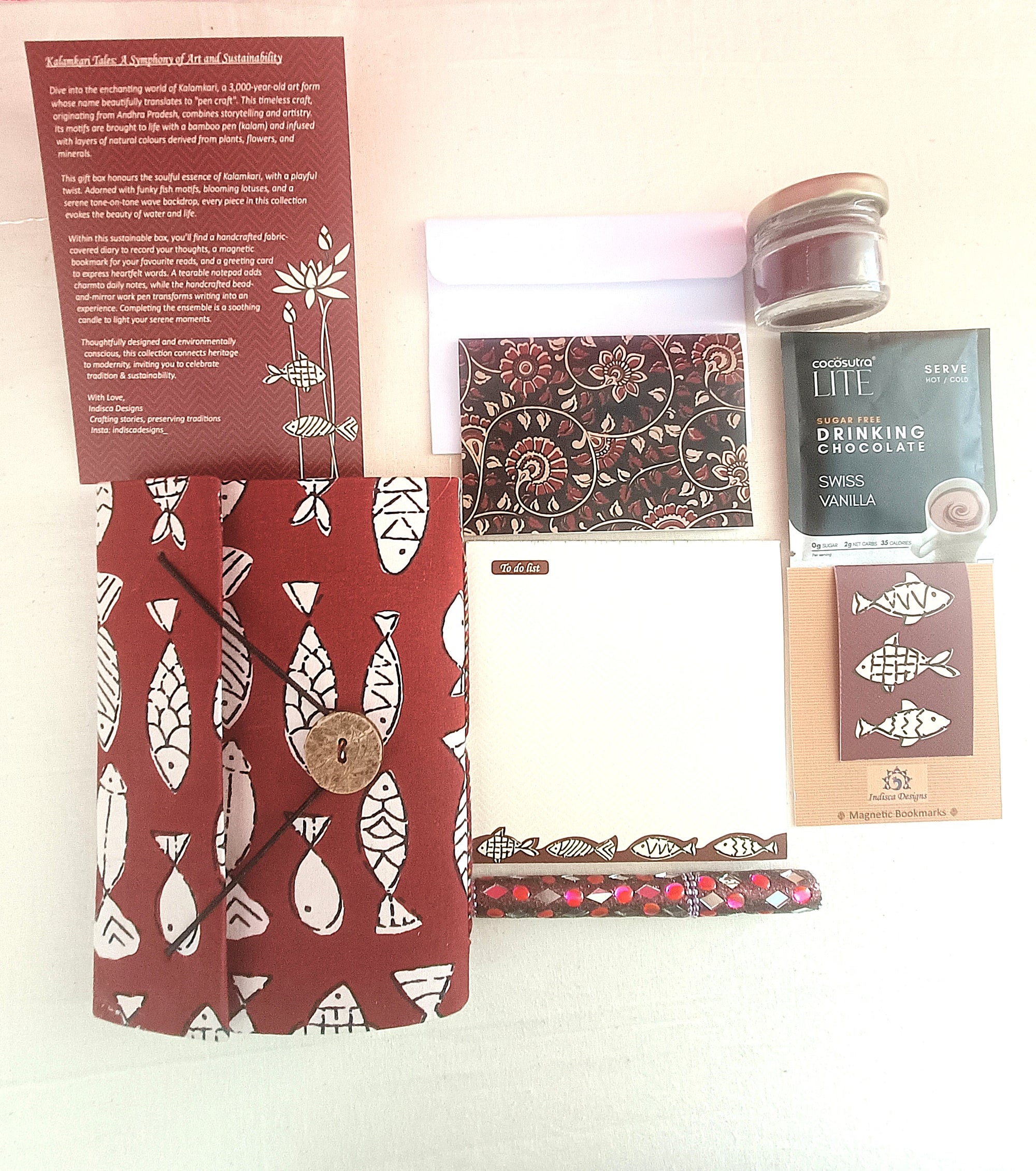 Eco-friendly Kalamkari Journal, Unique Stationary & Self-Care Hamper