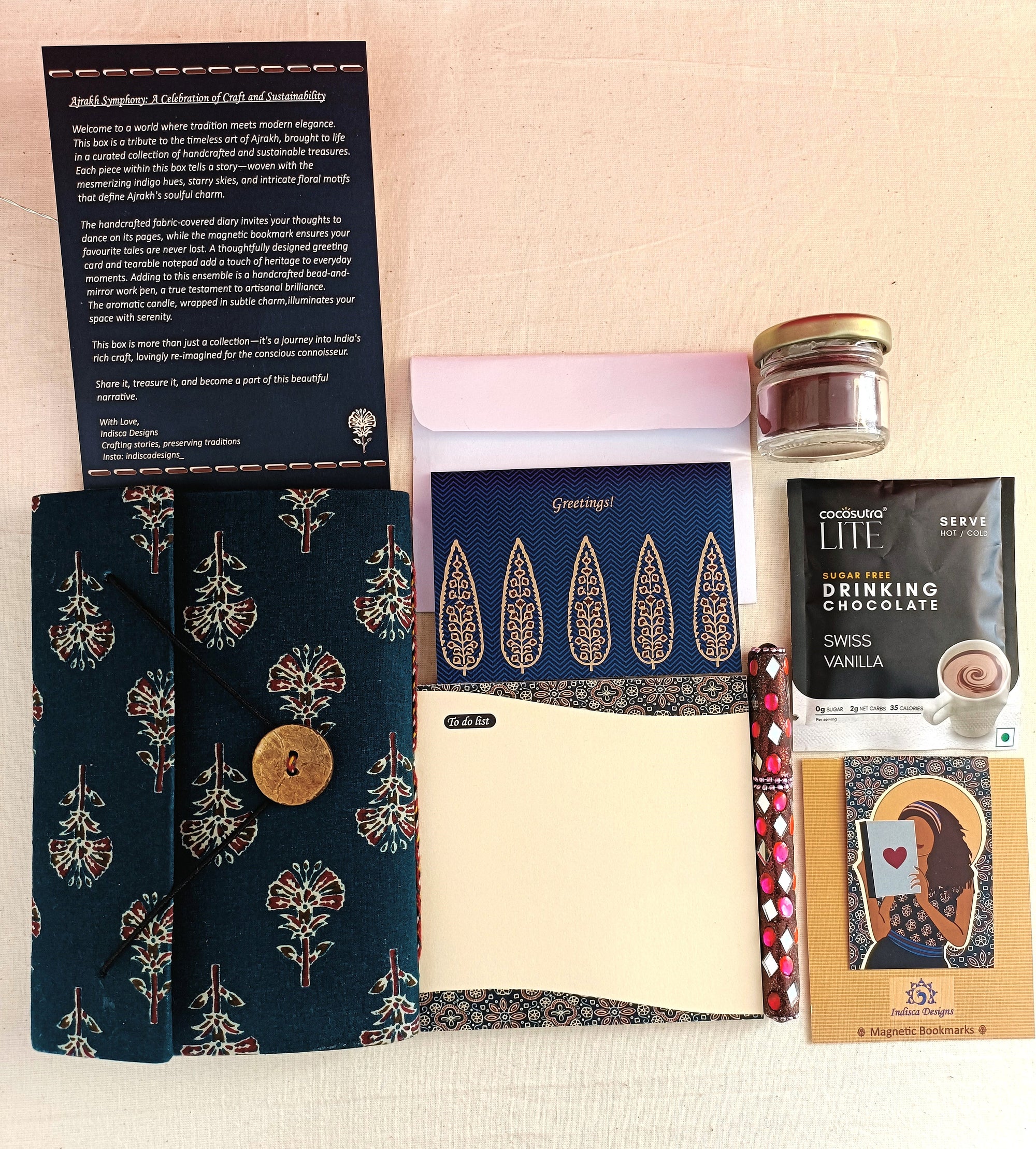 Handmade Ecofriendly Ajrakh Themed Paper Stationery Hamper