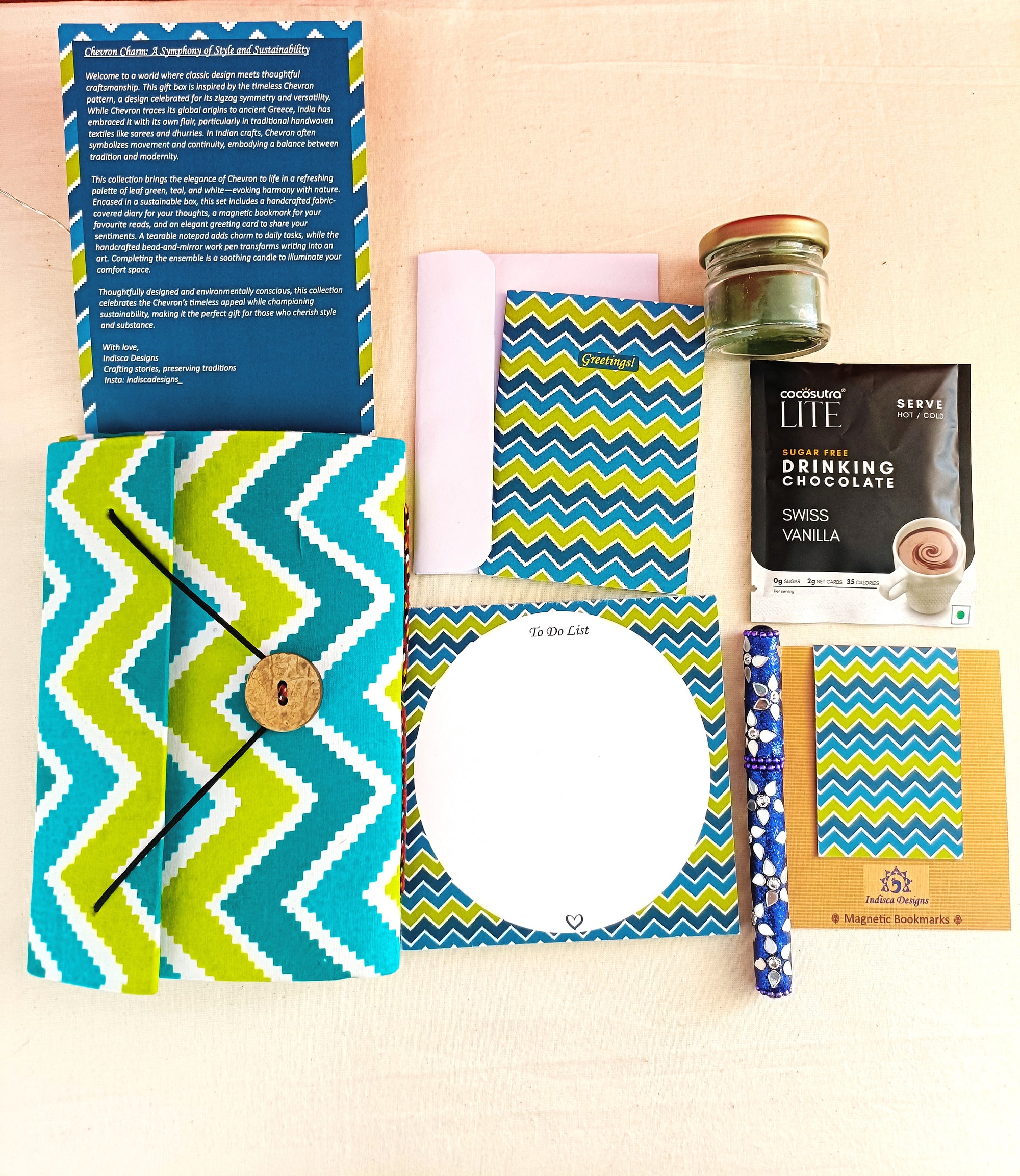 Handmade Ecofriendly Chevron pattern inspired Paper Stationery Hamper