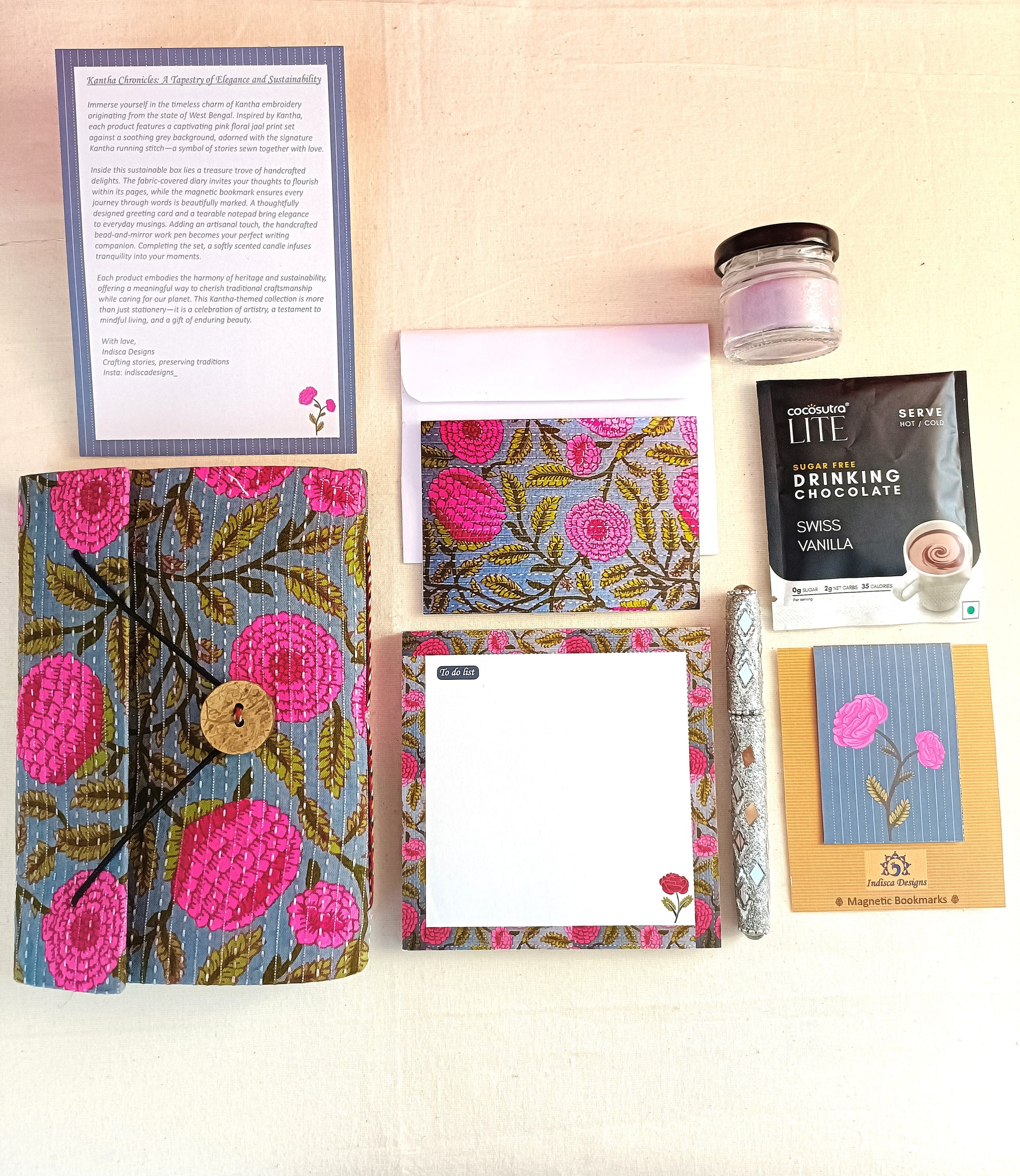 Eco-friendly Handmade Kantha Inspired Journal & Self-Care Set