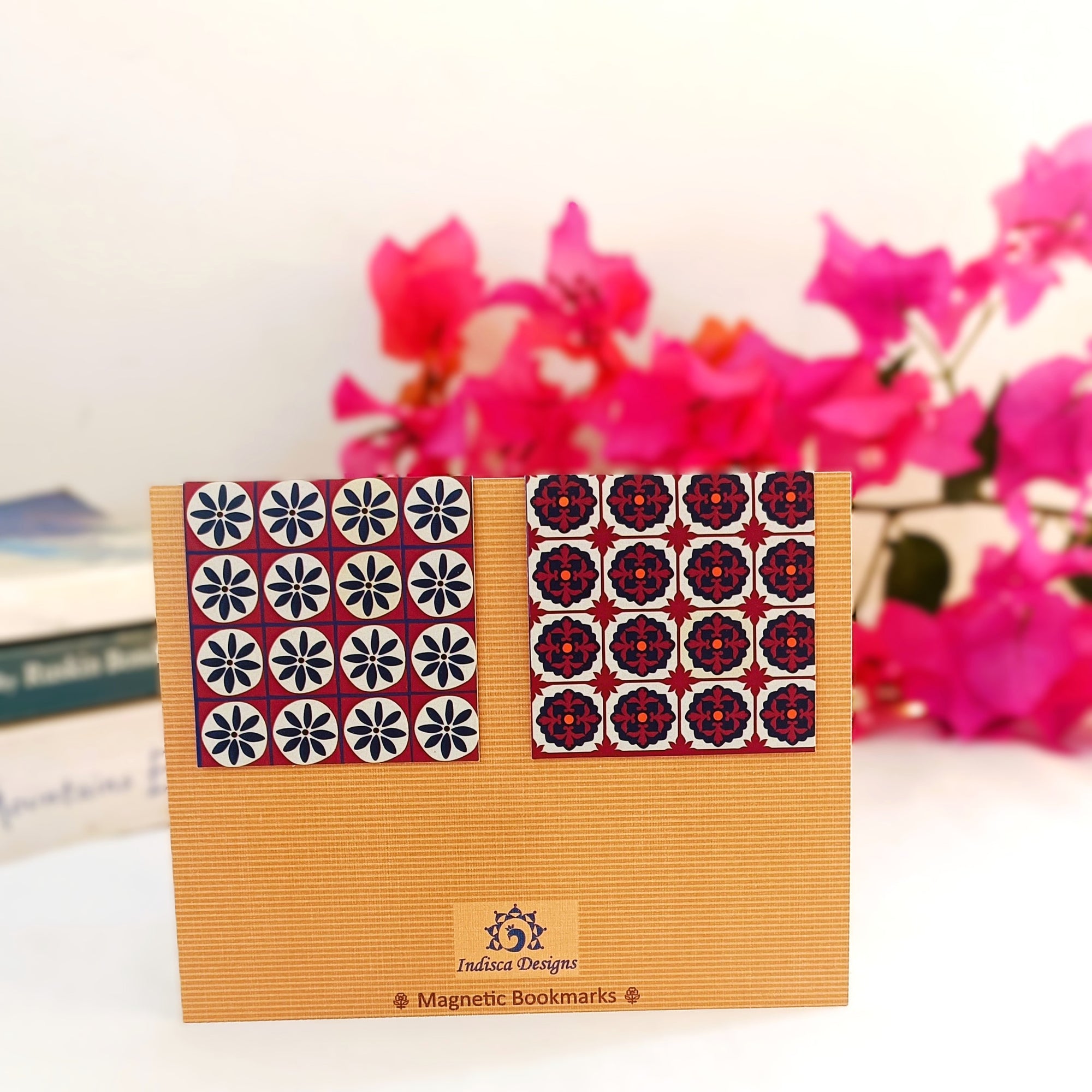Ajrakh florals | Set of 2 magnetic bookmarks