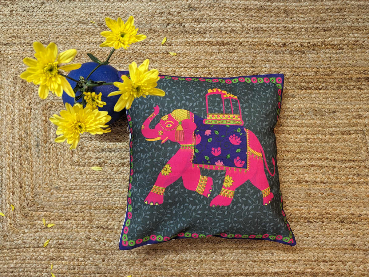 Whimsical Elephant Cushion Cover