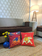 Printed Royal Caravan cushion cover duo in durable thick quality canvas fabric