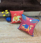 Printed Royal Caravan cushion cover duo in durable thick quality canvas fabric