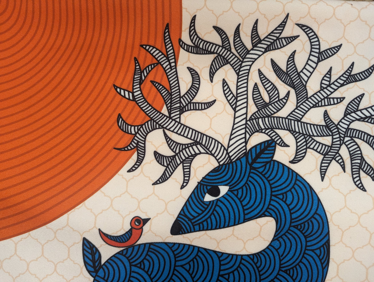 Gond Hiran Cushion Cover