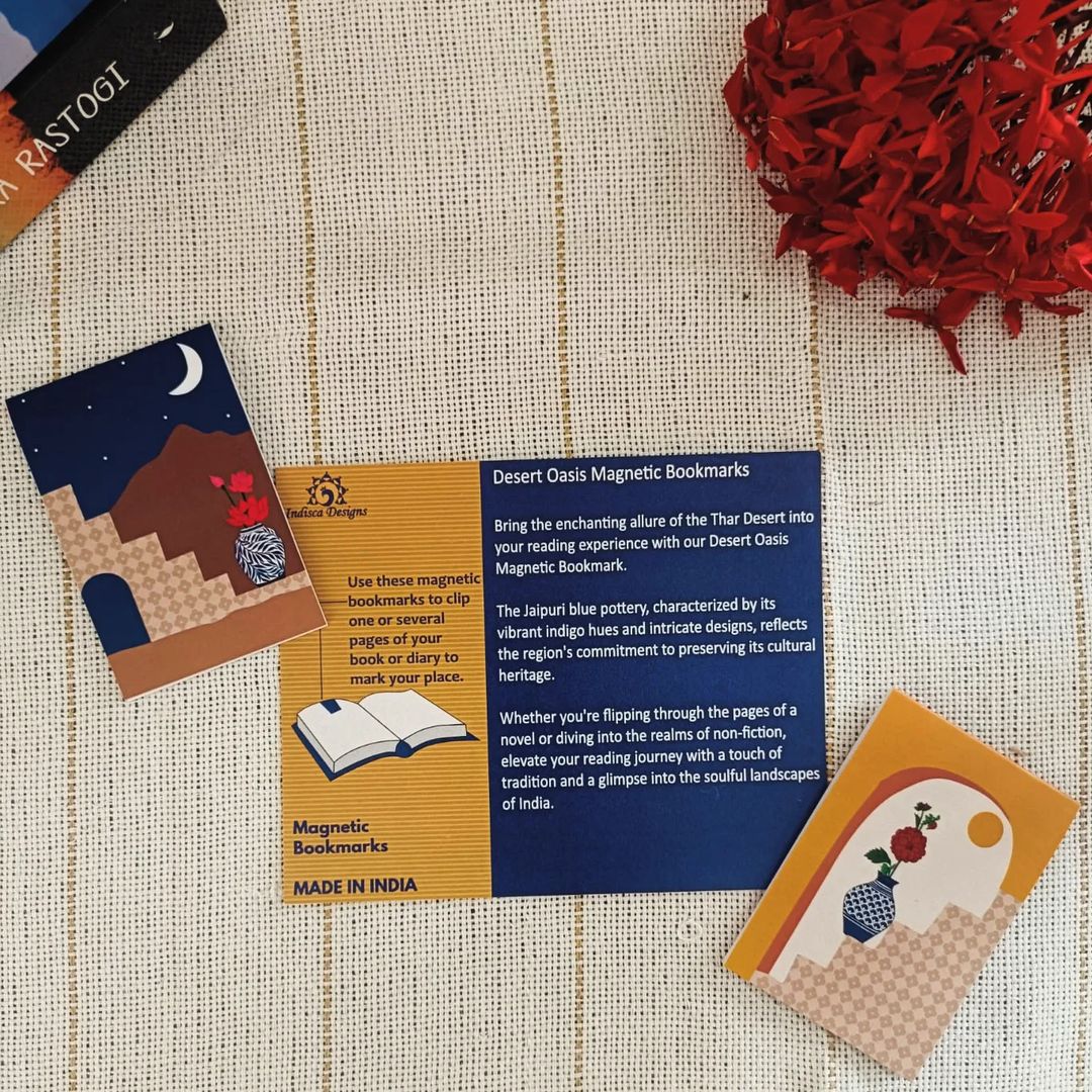 Printed Desert Oasis Themed Magnetic Bookmarks | Set Of 2