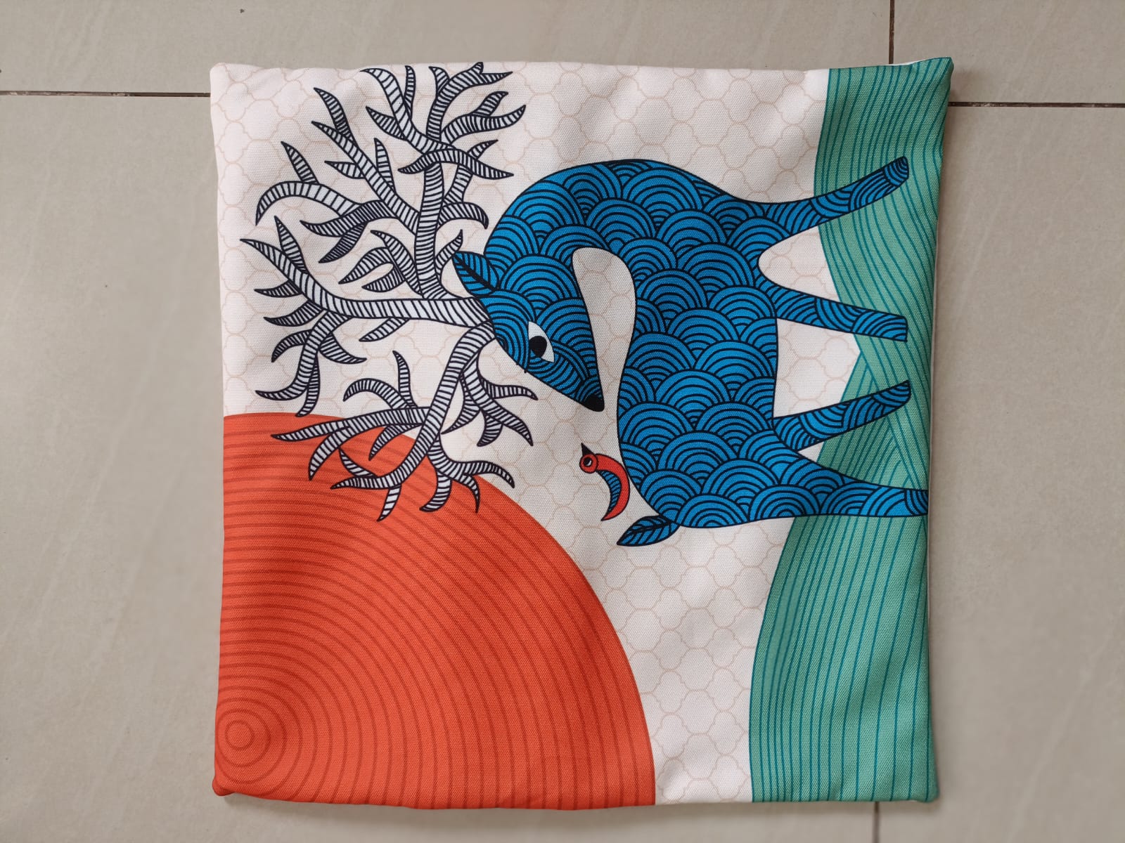 Gond Hiran Cushion Cover